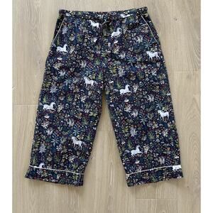 Print Fresh Pajama Pants Bottom Unicorn Garden Cotton Anthropologie Cropped